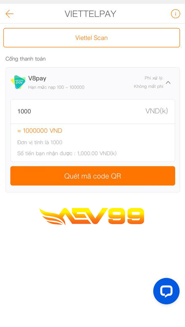 Hướng Dẫn Nạp Tiền AEV99 Với 5 Phương Thức Chi Tiết, Dễ Thực Hiện Điền số tiền nạp